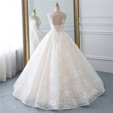 Vintage Round Neck Sheer Top Lace Tulle Wedding Dress Bridal Gown WD335