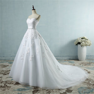 Sweetheart Lace Appliques Wedding Dresses A Line Bridal Gown WD355